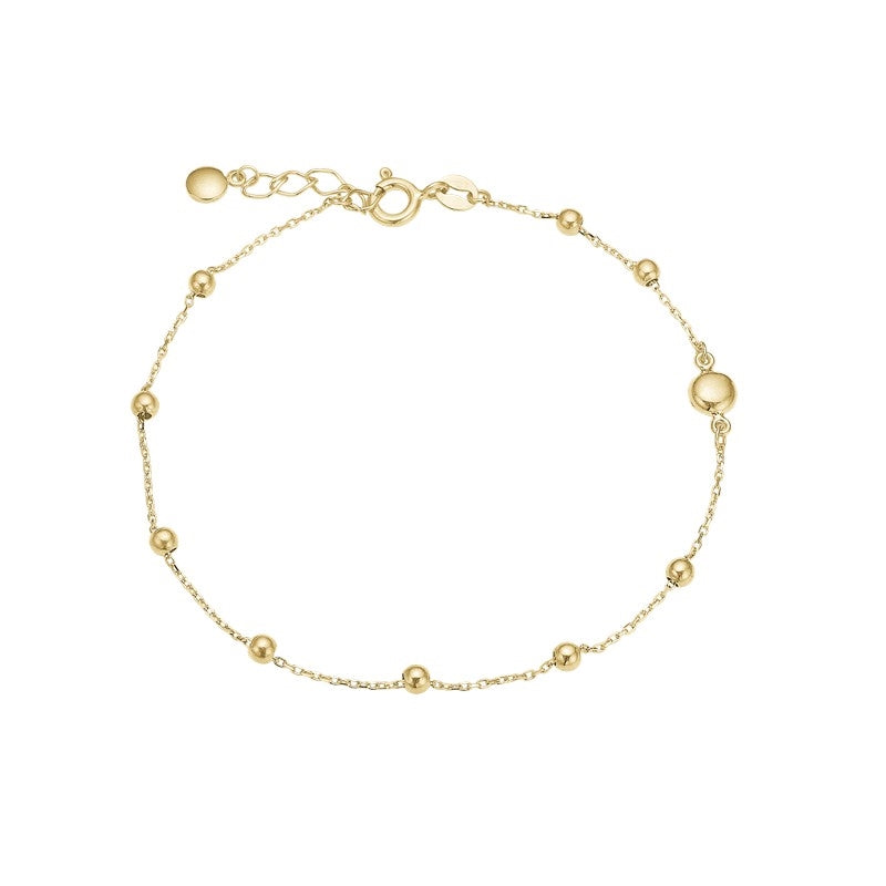 Aagaard kuglearmlånd i 8 karat guld 16+3 cm – justerbart gold armbånd med gyldne kugler.